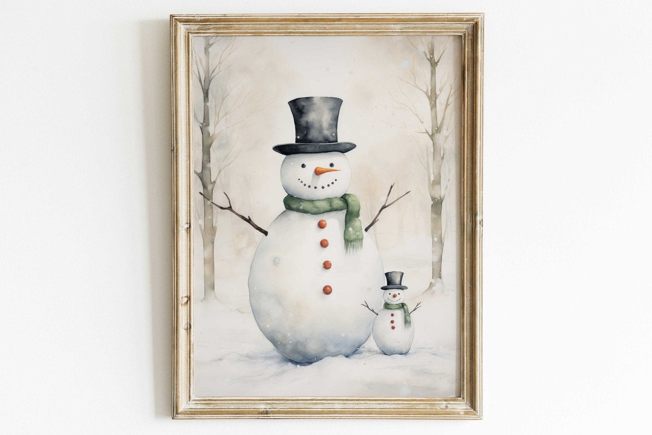 Snowman Wall Art – Christmas Kids Room Print