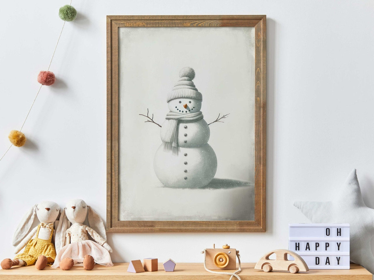 Snowman Wall Art – Christmas Kids Room Print
