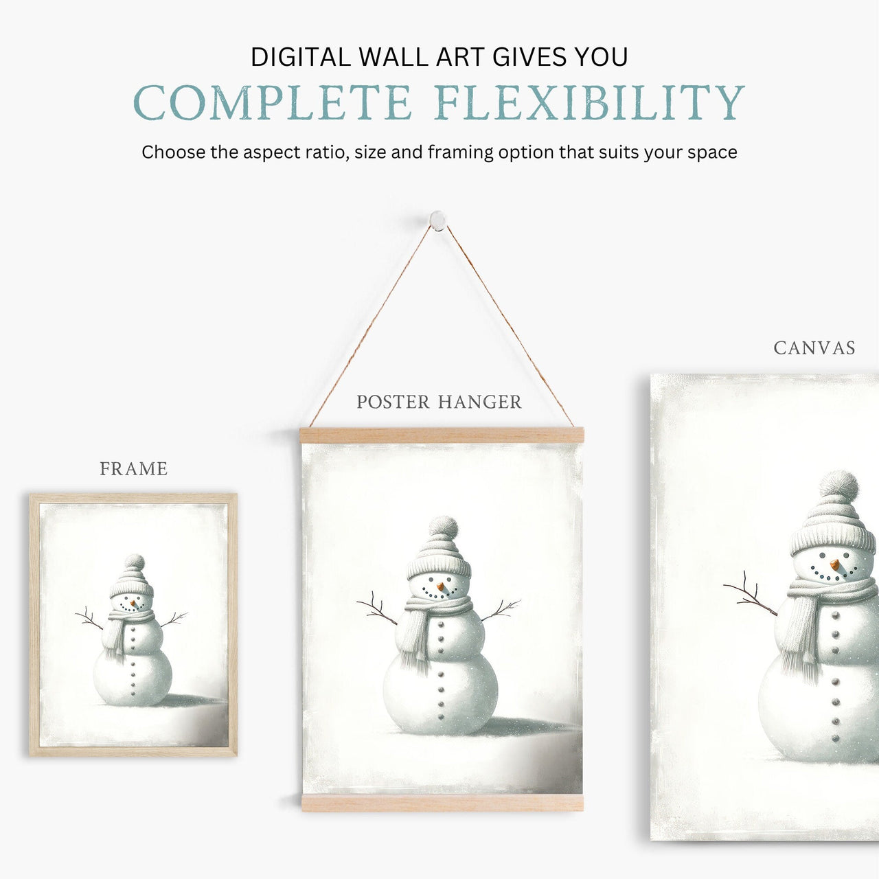 Snowman Wall Art – Christmas Kids Room Print