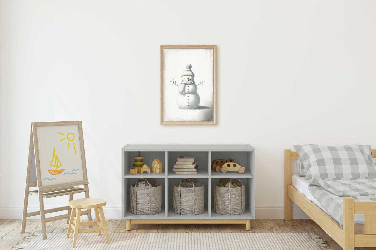 Snowman Wall Art – Christmas Kids Room Print
