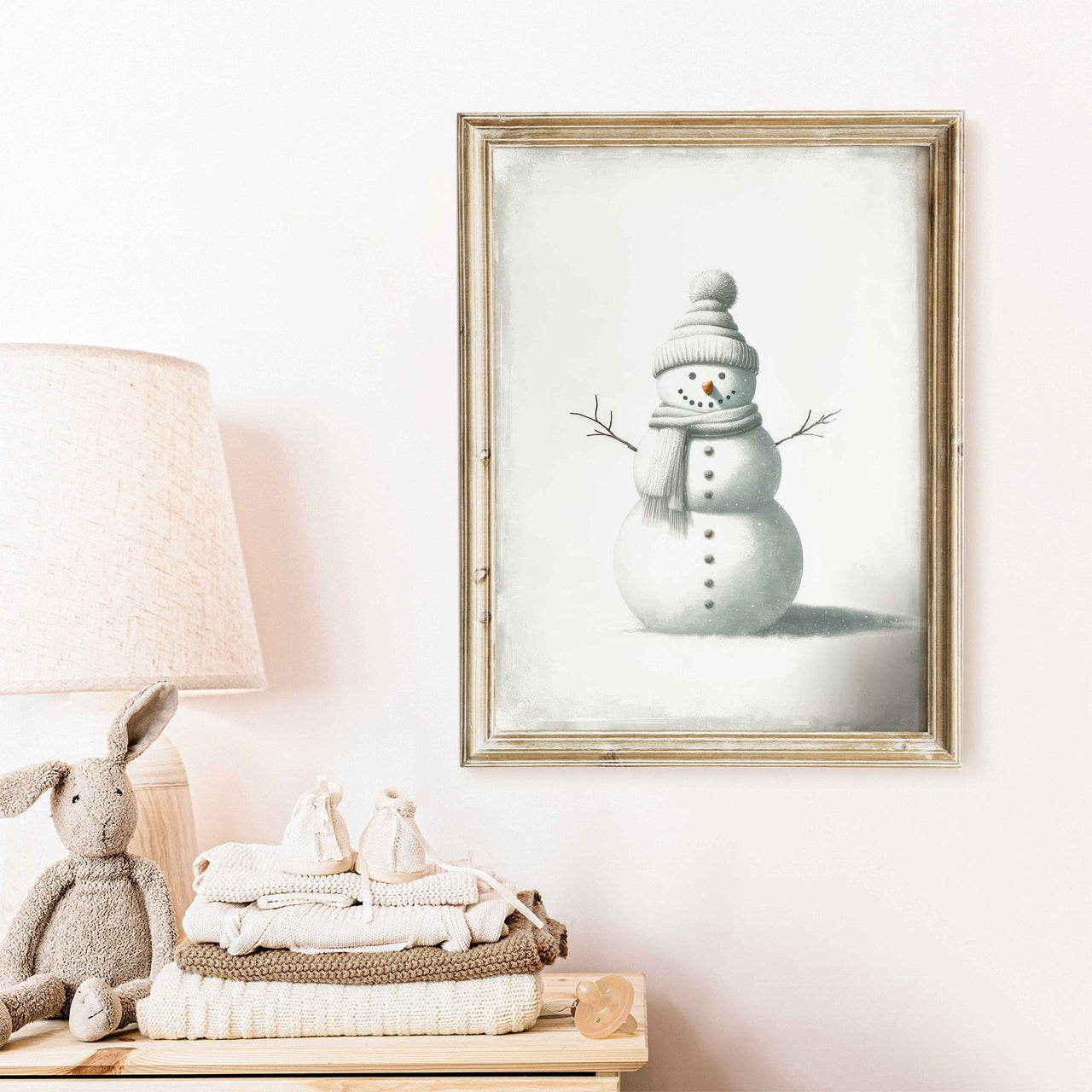 Snowman Wall Art – Christmas Kids Room Print