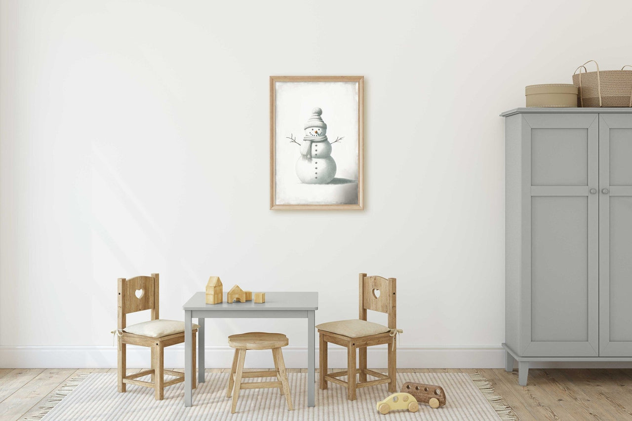 Snowman Wall Art – Christmas Kids Room Print