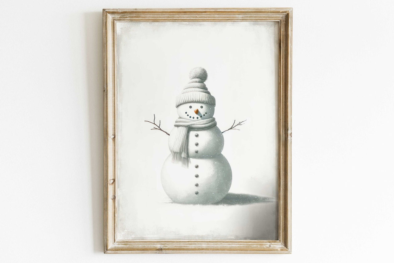 Snowman Wall Art – Christmas Kids Room Print