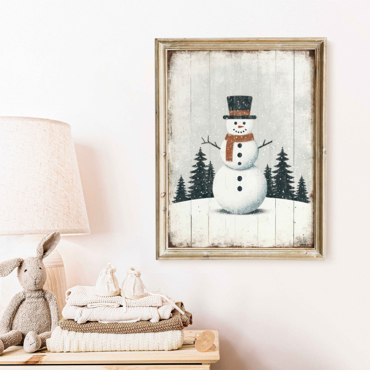 Snowman Wall Art – Christmas Kids Room Print