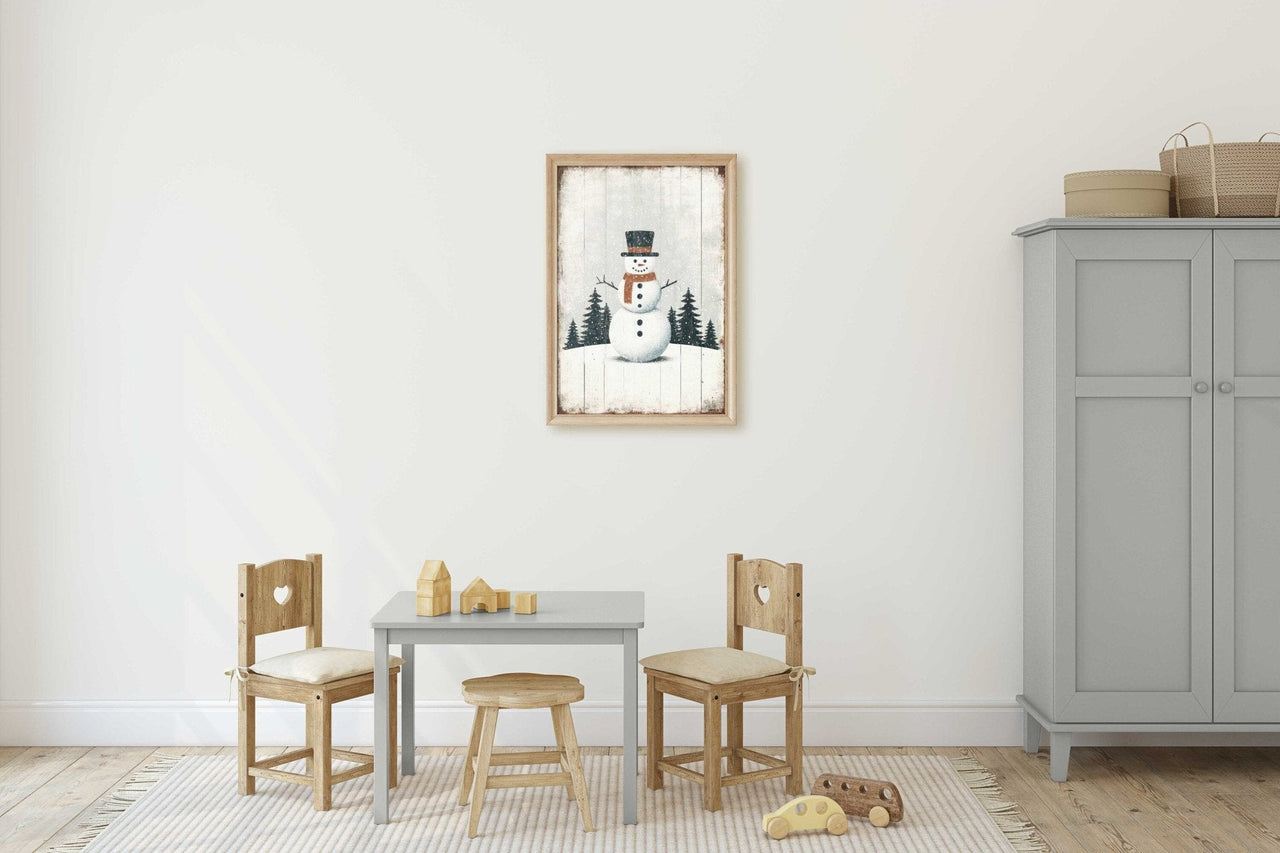 Snowman Wall Art – Christmas Kids Room Print