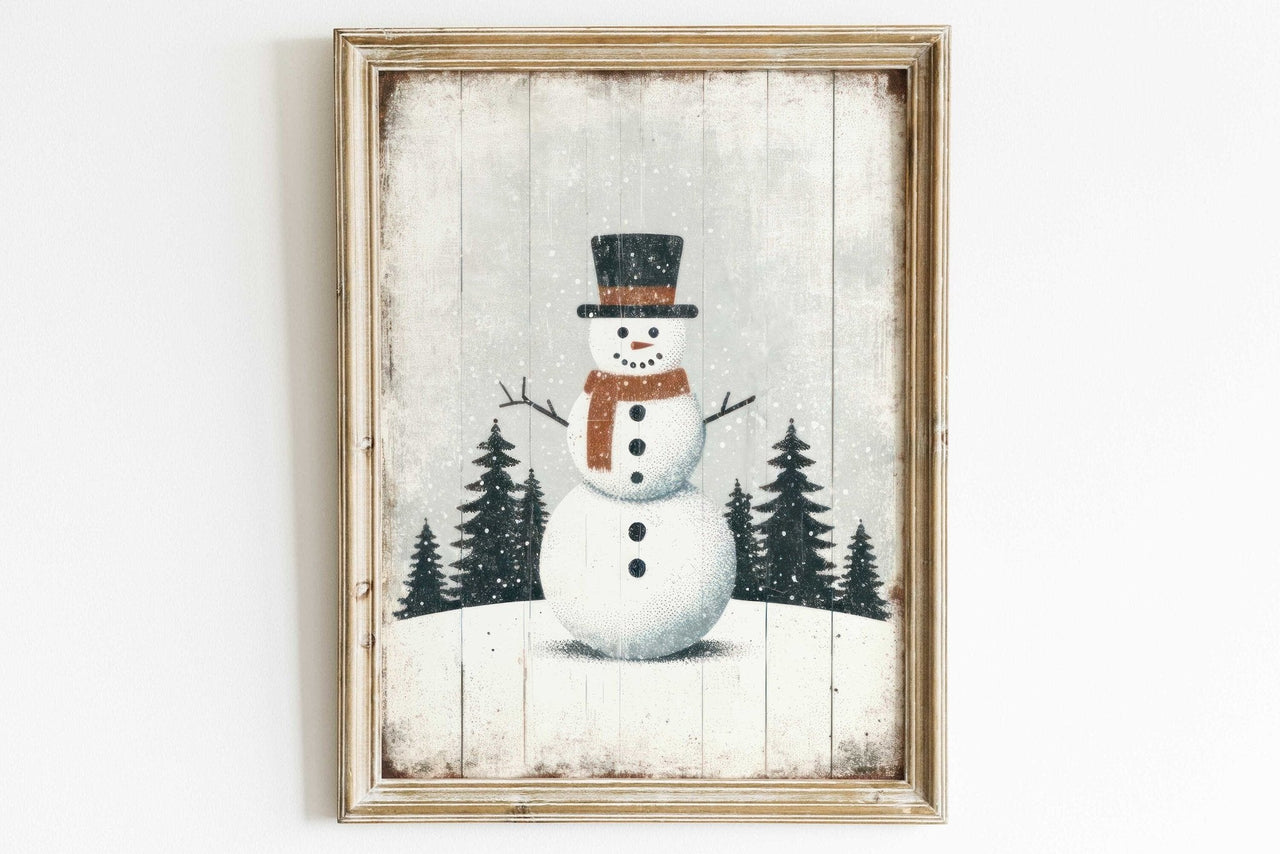 Snowman Wall Art – Christmas Kids Room Print