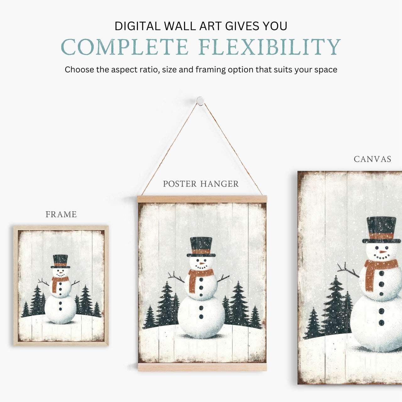 Snowman Wall Art – Christmas Kids Room Print