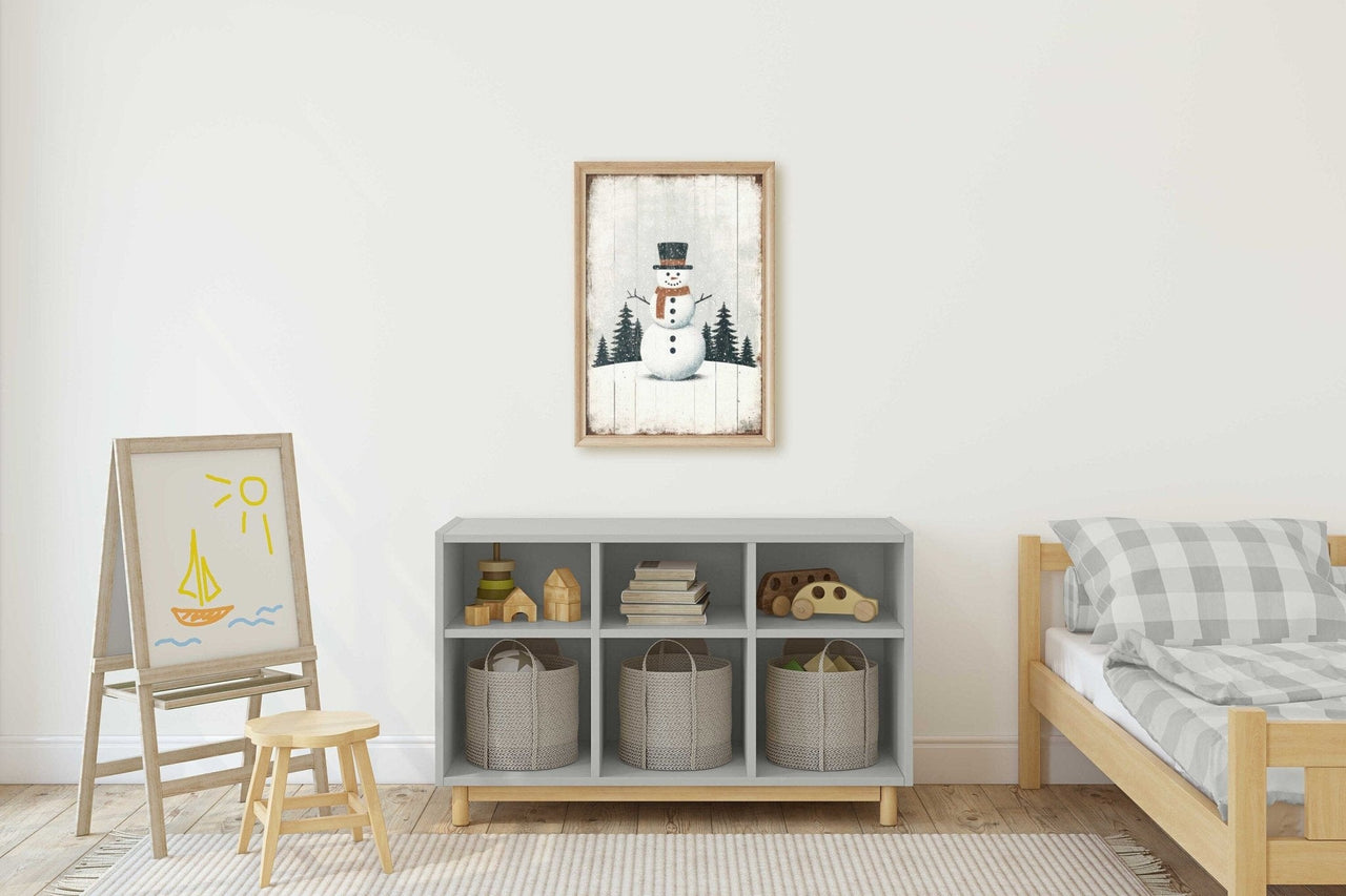 Snowman Wall Art – Christmas Kids Room Print