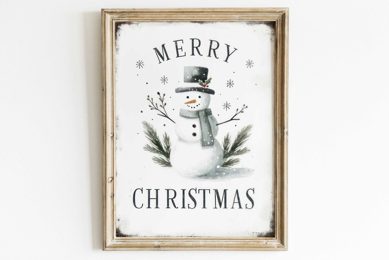 Snowman Wall Art – Christmas Kids Room Print