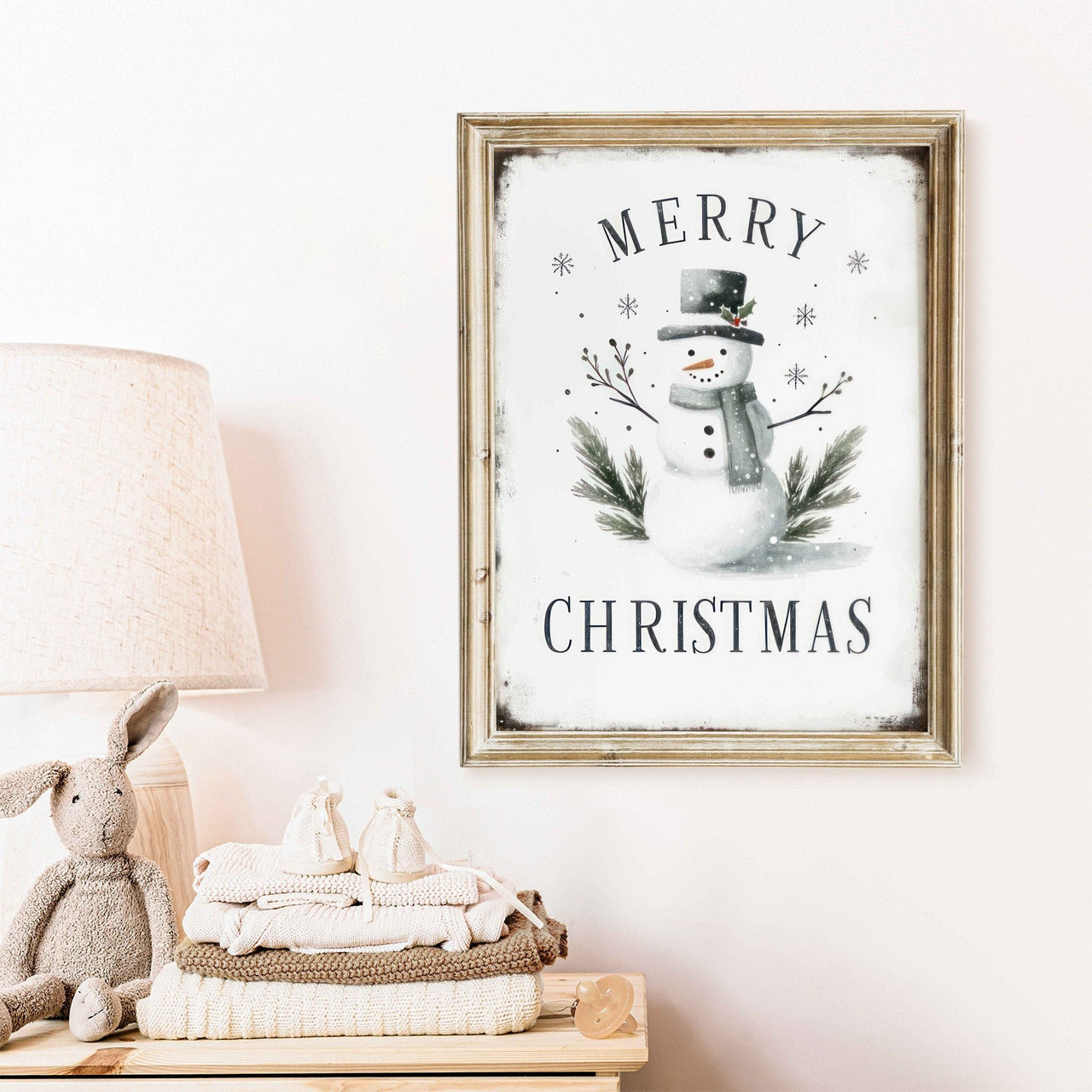 Snowman Wall Art – Christmas Kids Room Print