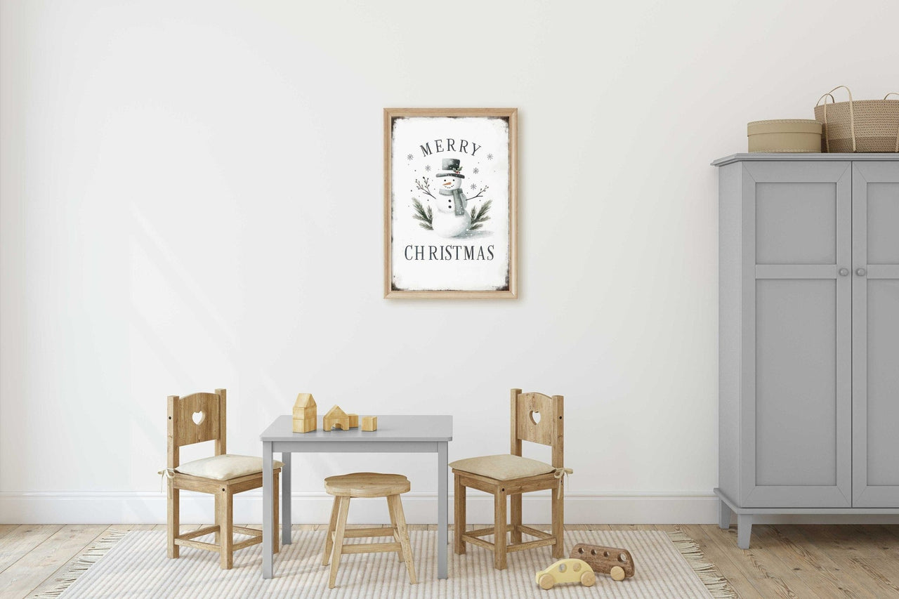 Snowman Wall Art – Christmas Kids Room Print