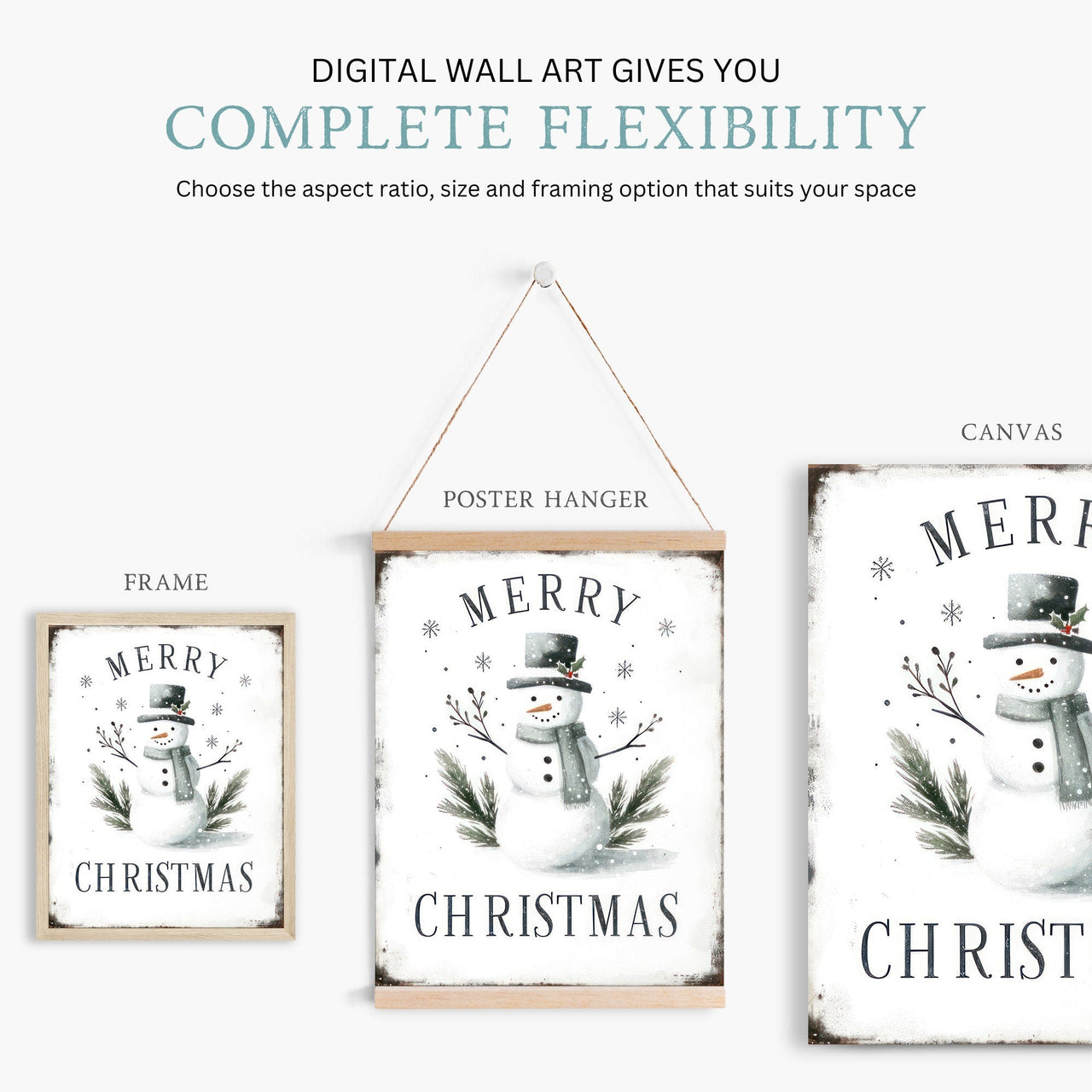 Snowman Wall Art – Christmas Kids Room Print
