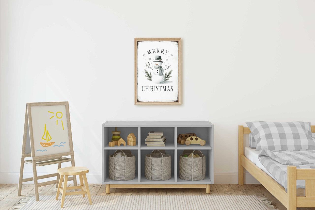 Snowman Wall Art – Christmas Kids Room Print
