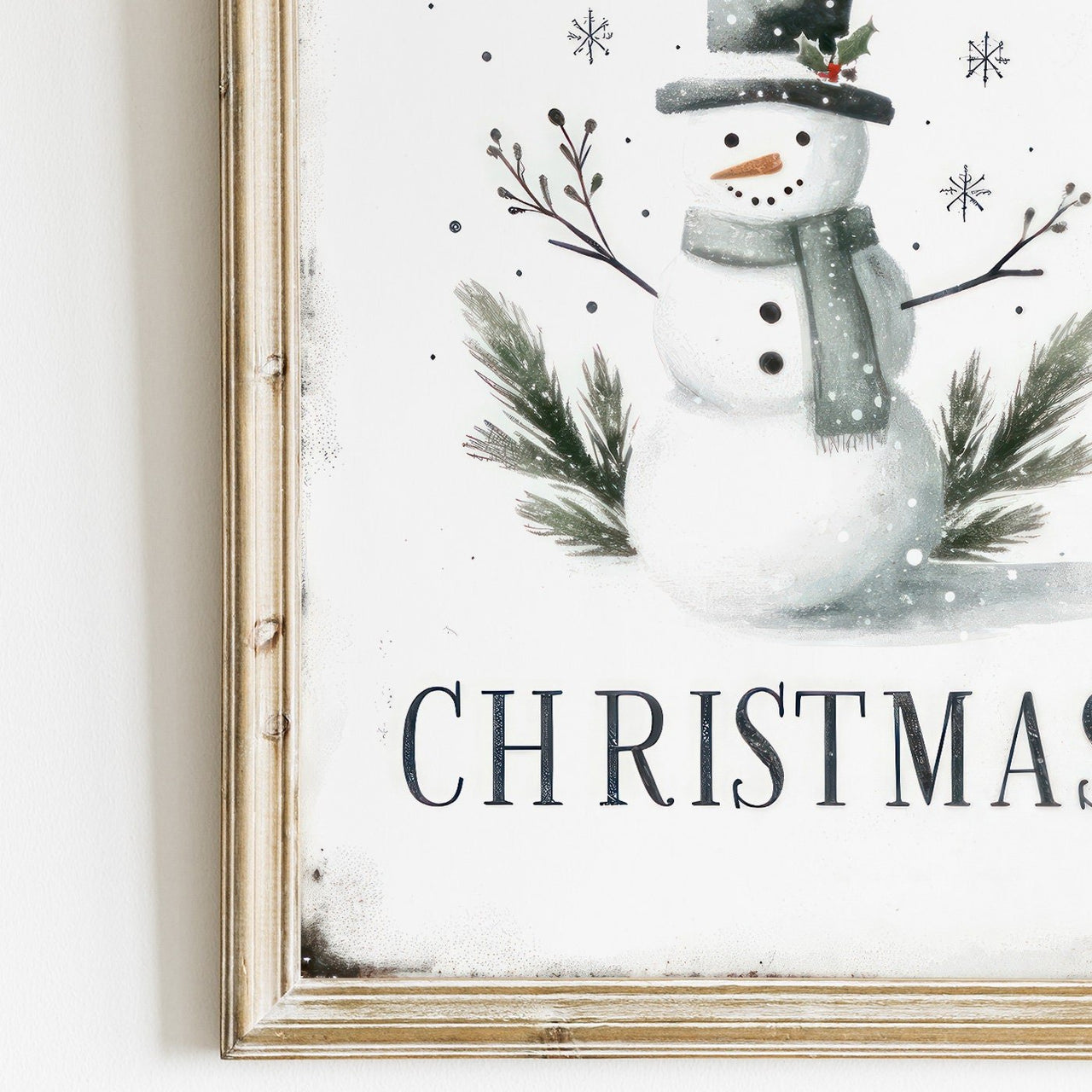 Snowman Wall Art – Christmas Kids Room Print