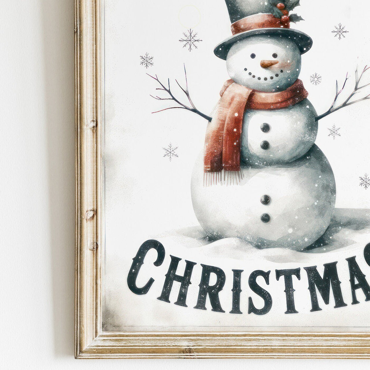 Snowman Wall Art – Christmas Kids Room Print