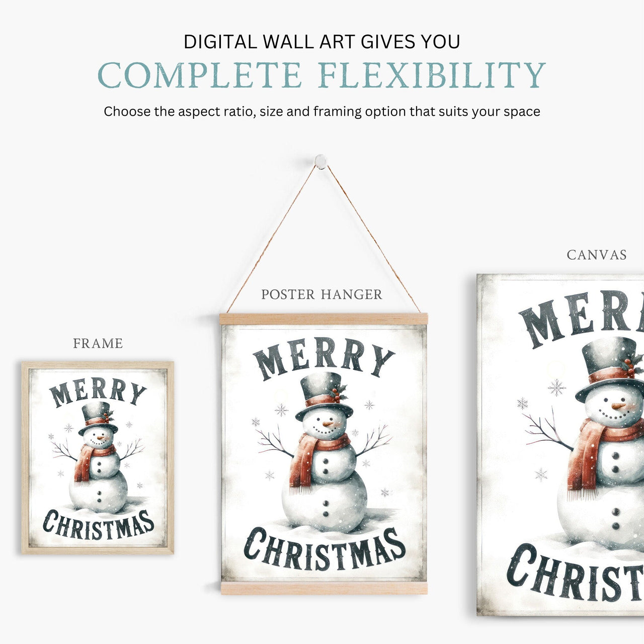 Snowman Wall Art – Christmas Kids Room Print