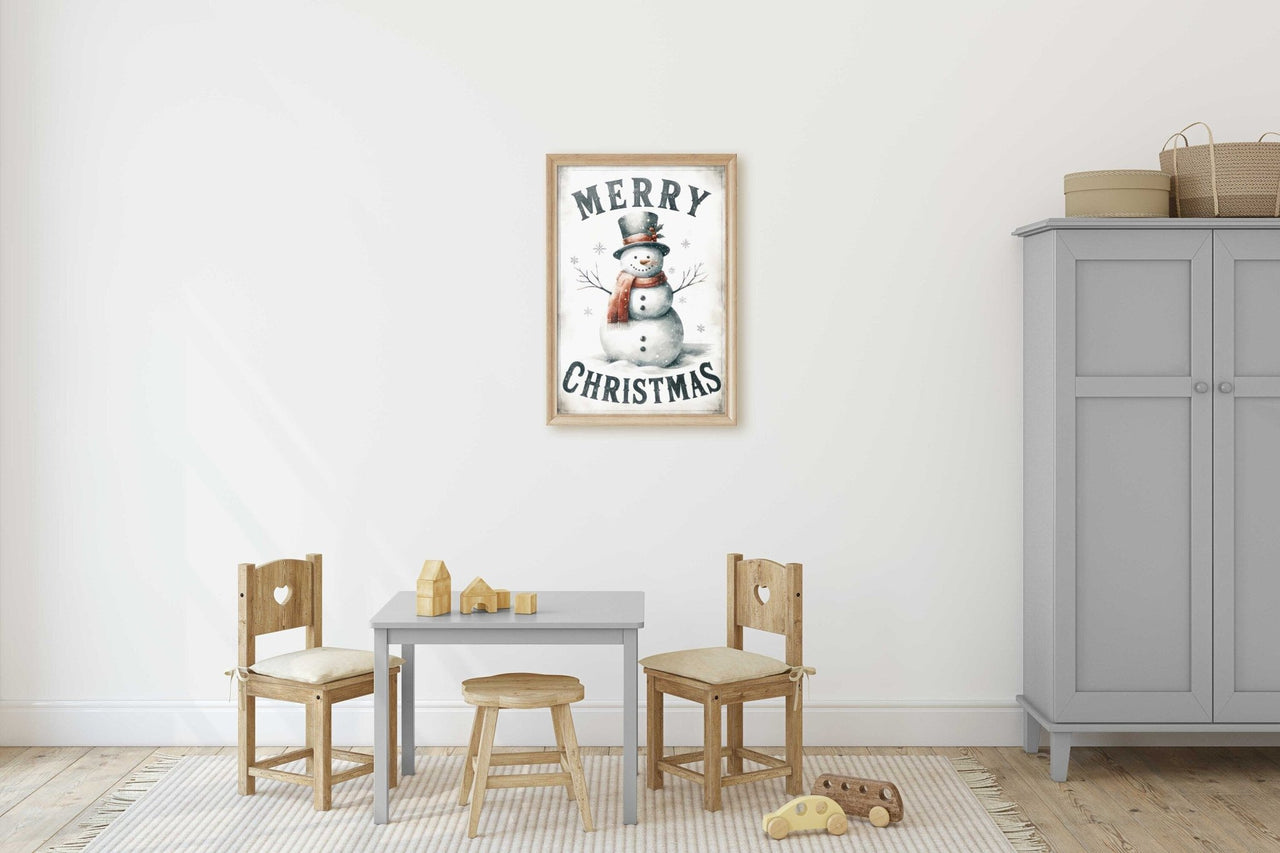 Snowman Wall Art – Christmas Kids Room Print