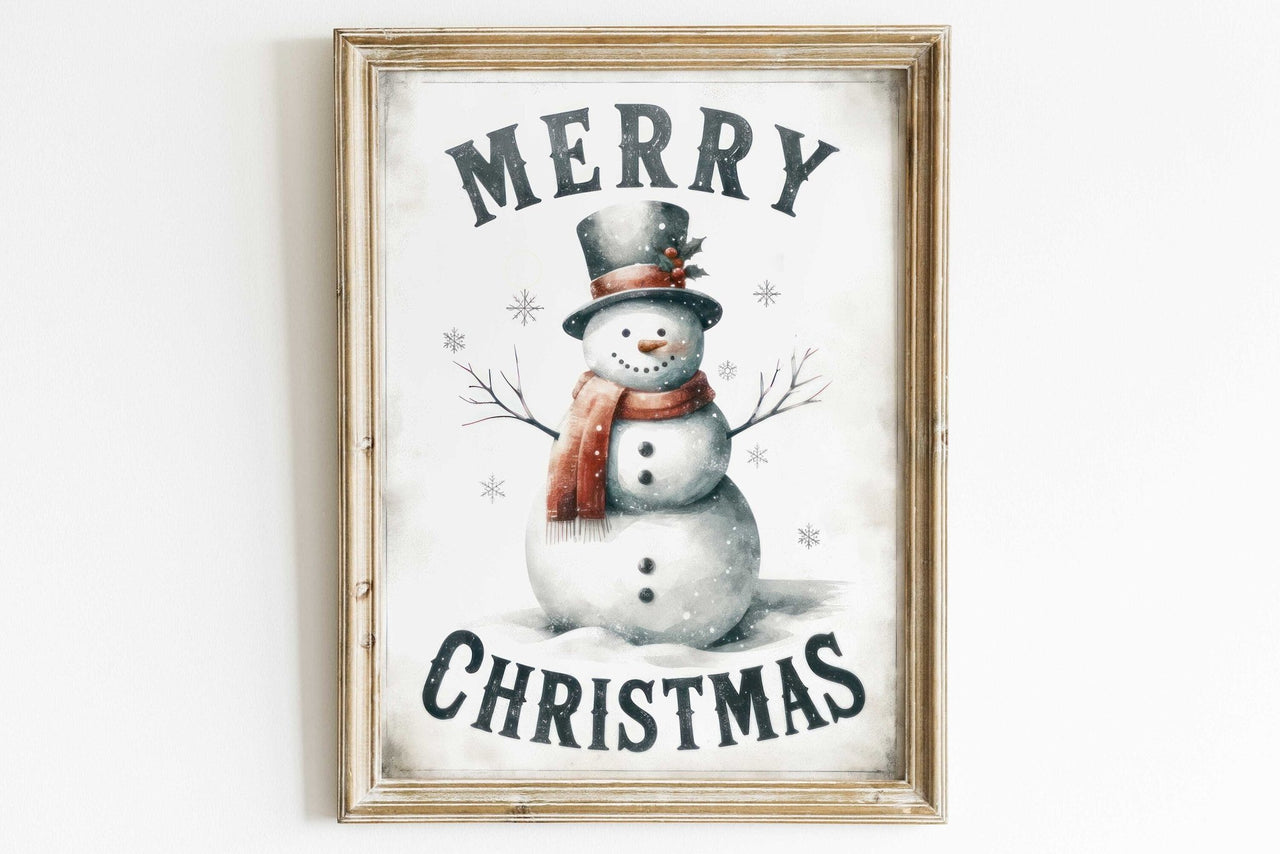 Snowman Wall Art – Christmas Kids Room Print