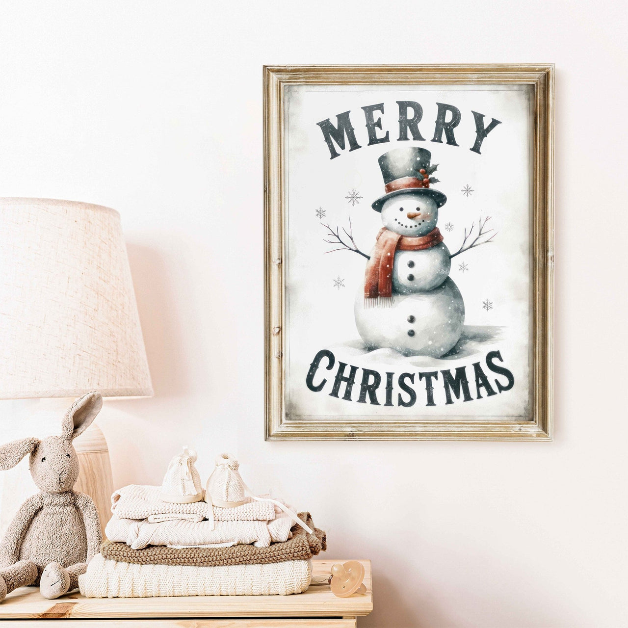 Snowman Wall Art – Christmas Kids Room Print