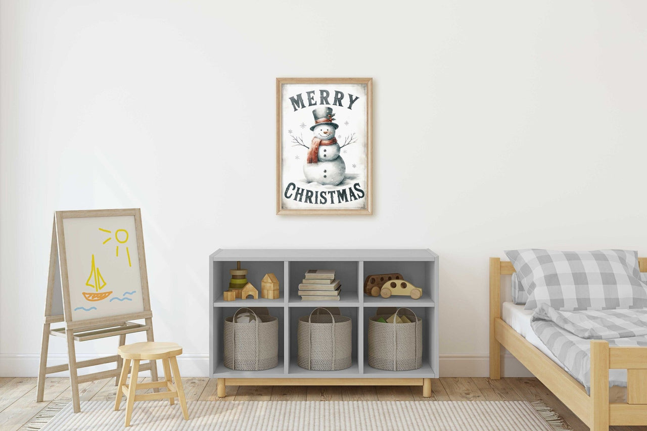 Snowman Wall Art – Christmas Kids Room Print