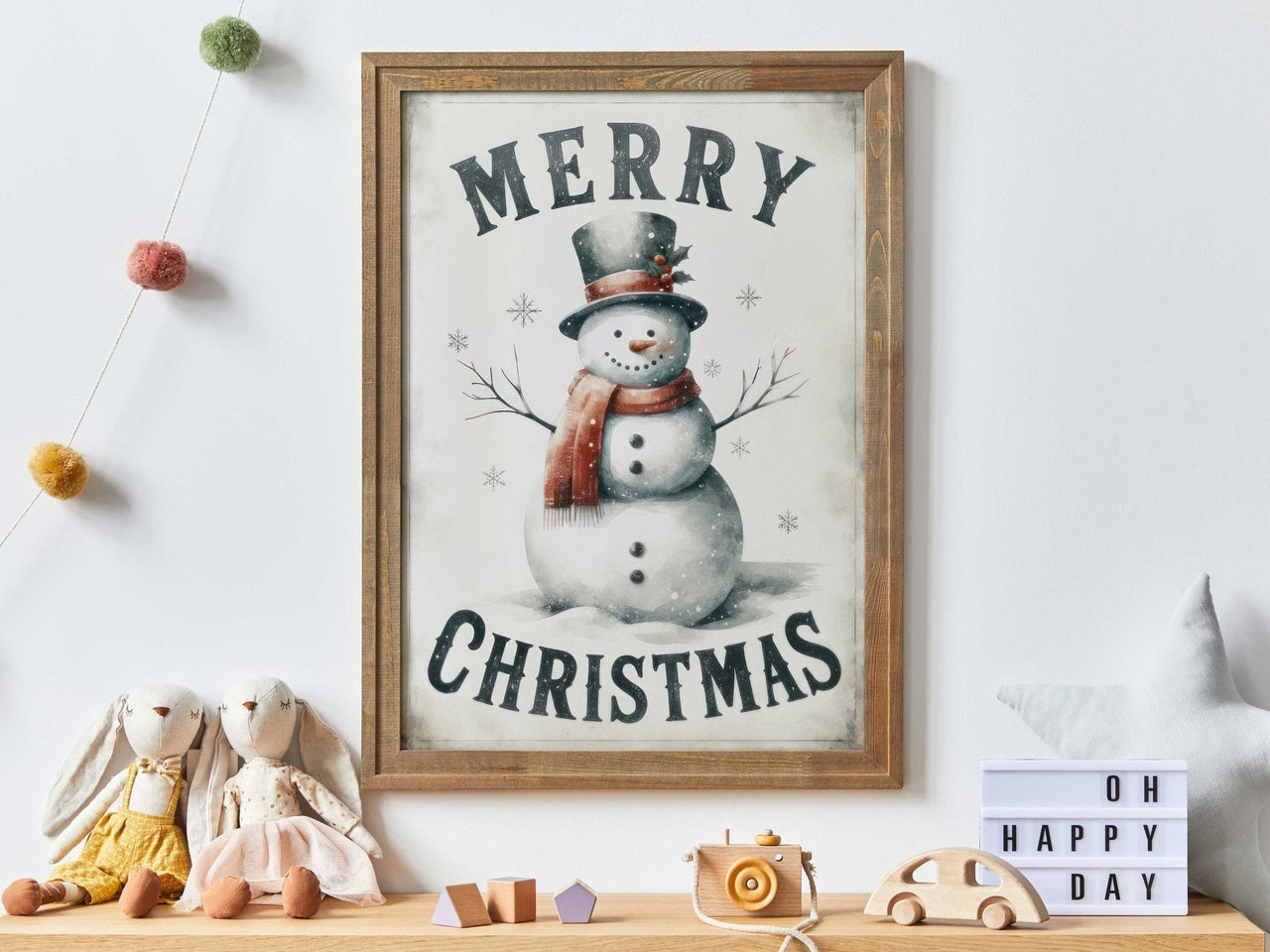 Snowman Wall Art – Christmas Kids Room Print