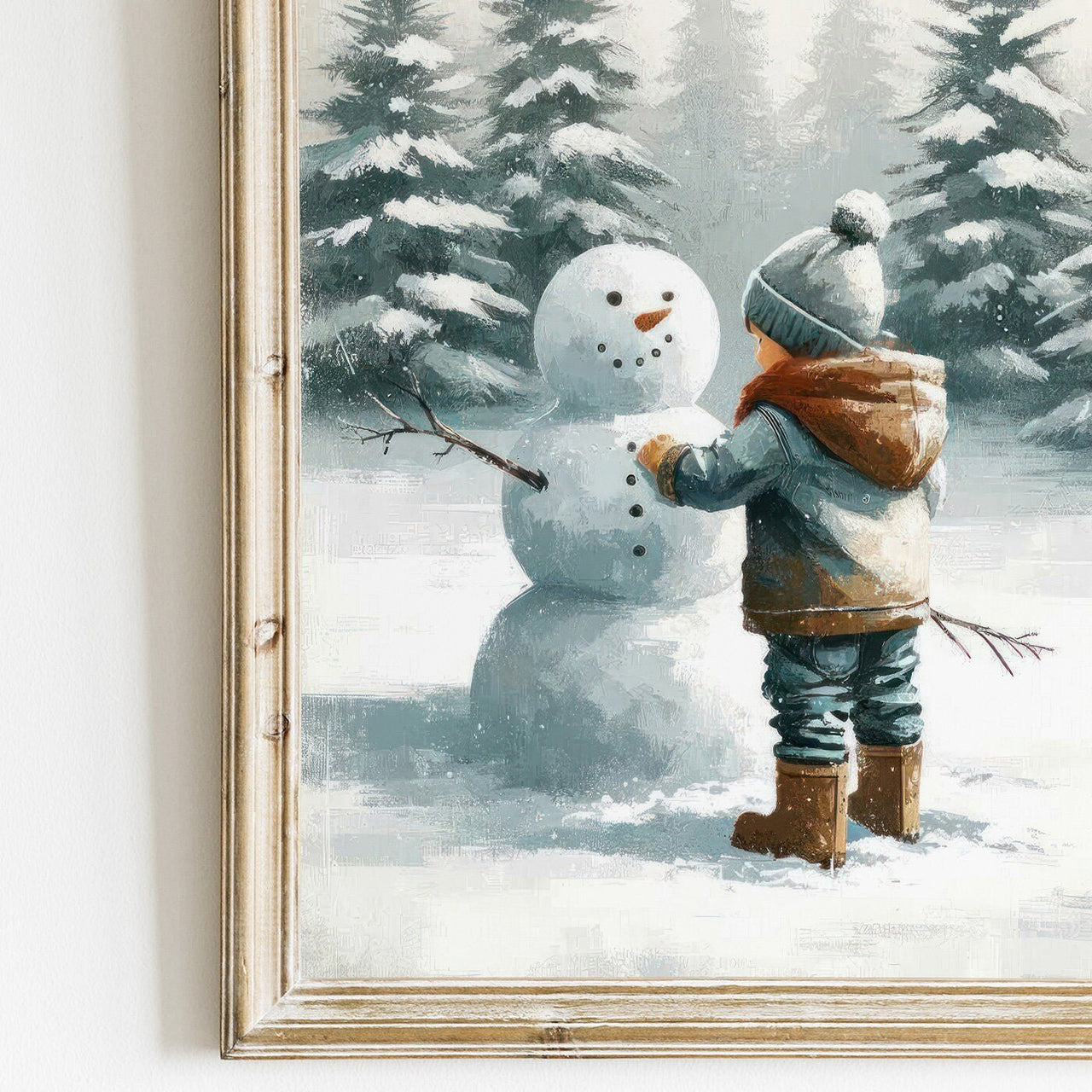 Snowman Wall Art – Winter Boys Room Print