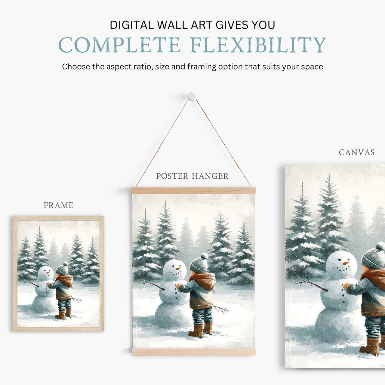 Snowman Wall Art – Winter Boys Room Print