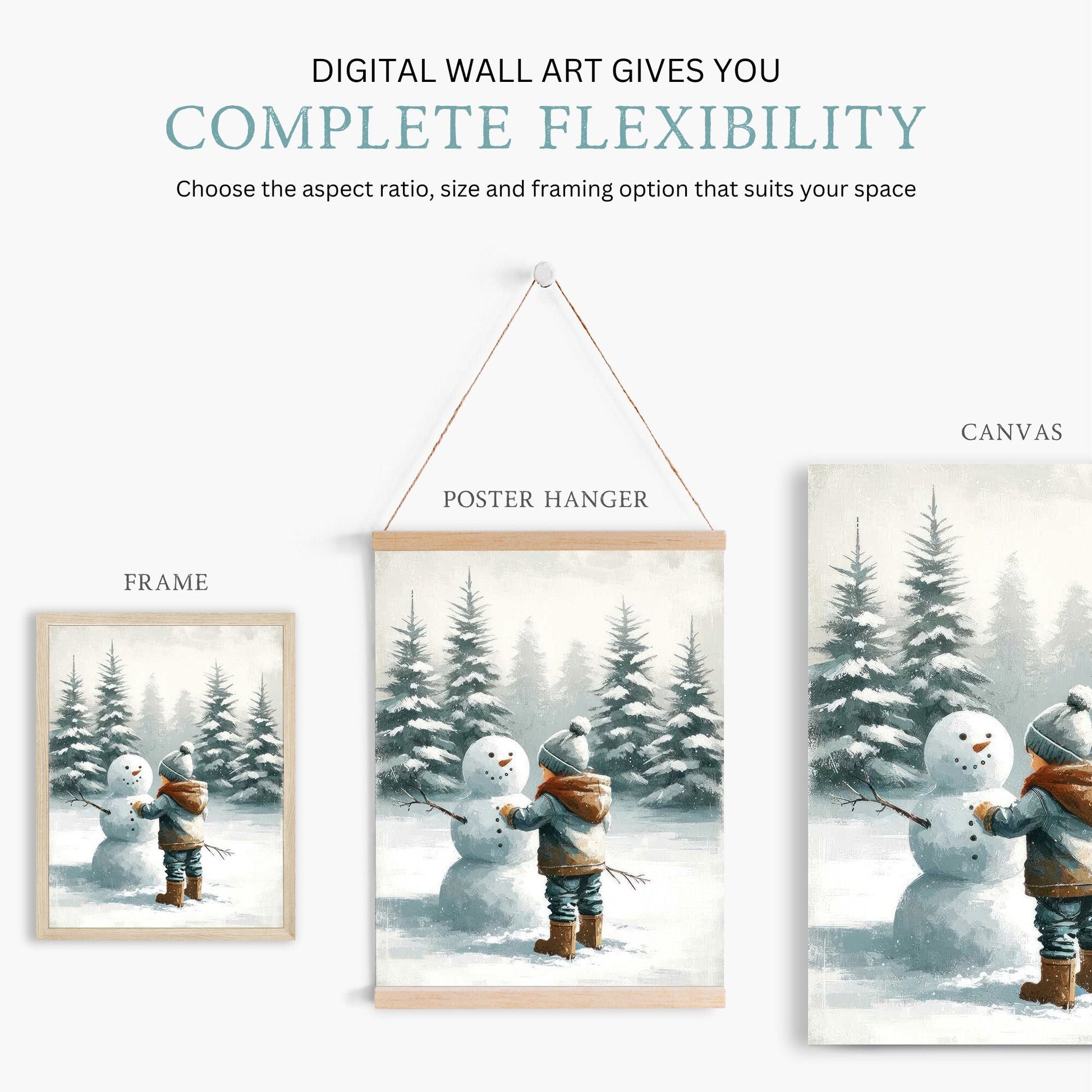 Snowman Print, Boys Room Decor, Winter Nursery Wall Art - WildfieldPrints