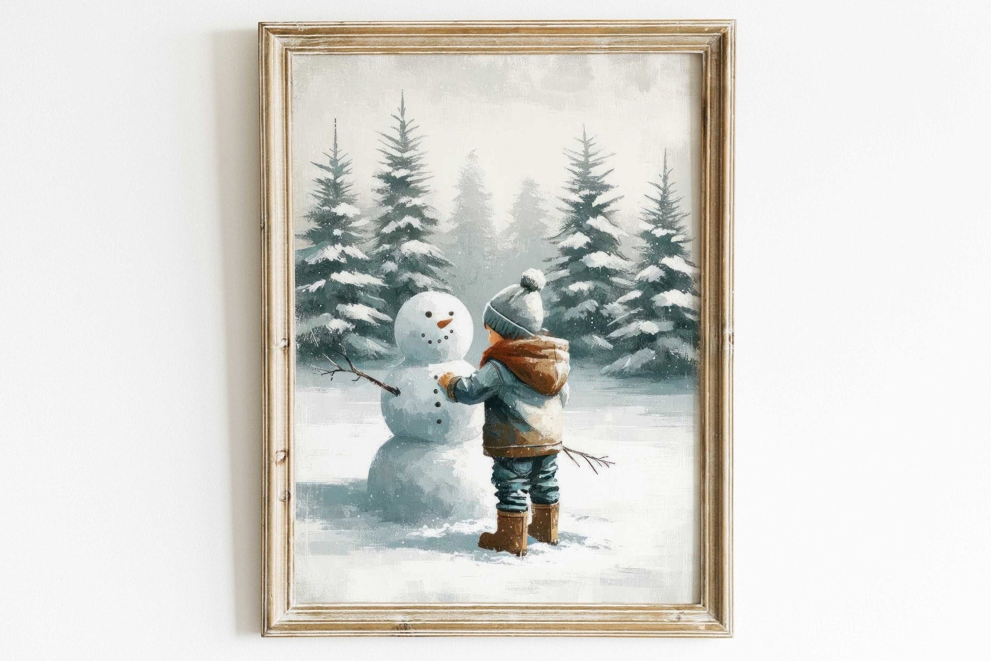 Snowman Print, Boys Room Decor, Winter Nursery Wall Art - WildfieldPrints