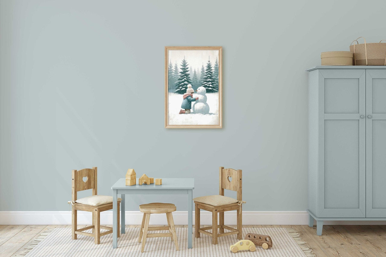 Snowman Wall Art – Winter Girls Room Print
