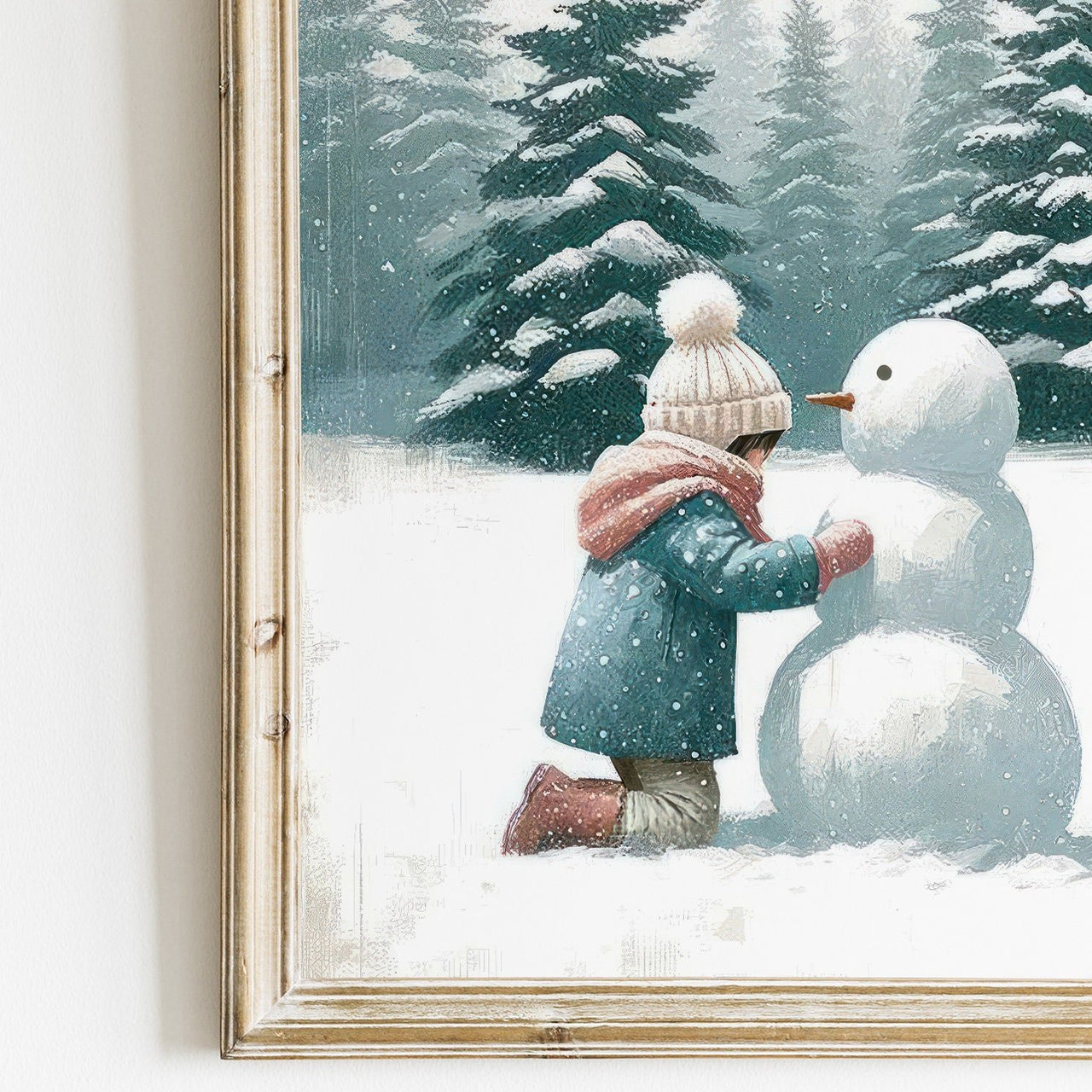 Snowman Wall Art – Winter Girls Room Print