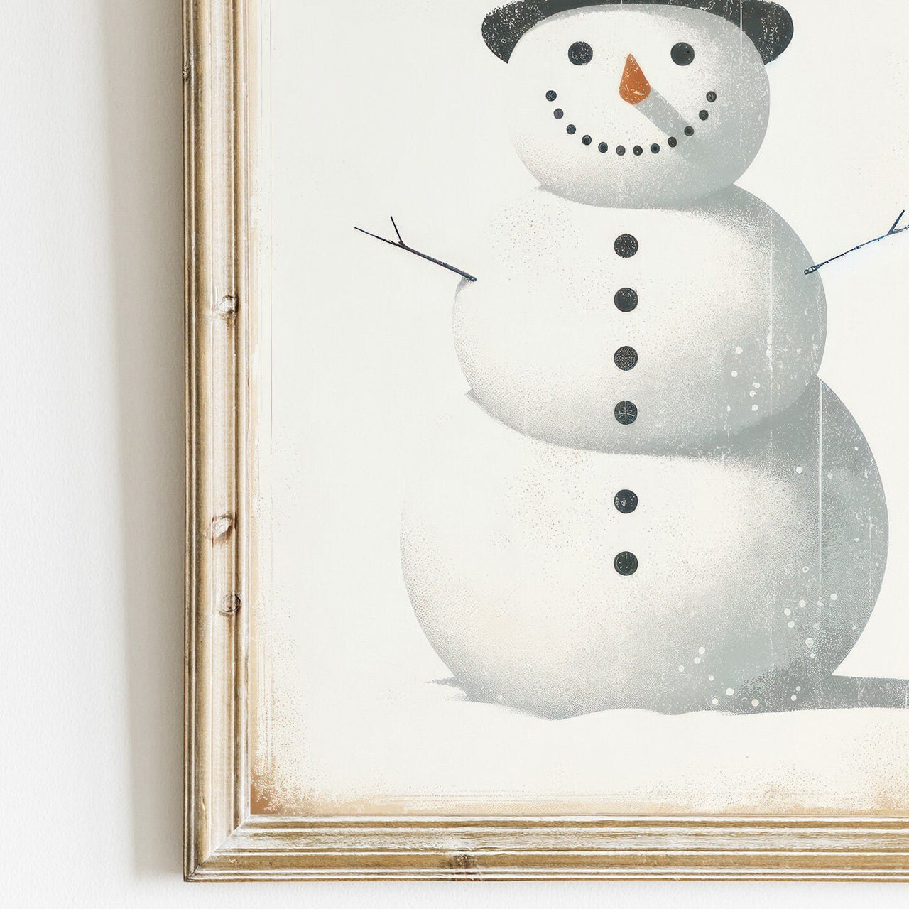 Snowman Wall Art – Christmas Nursery Print for Kids