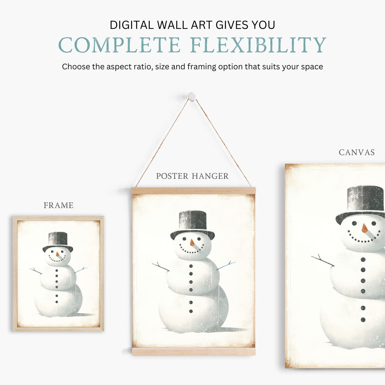 Snowman Wall Art – Christmas Nursery Print for Kids