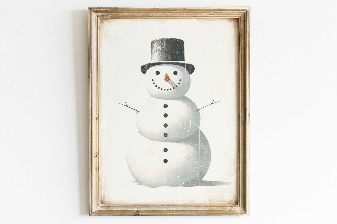 Snowman Wall Art – Christmas Nursery Print for Kids