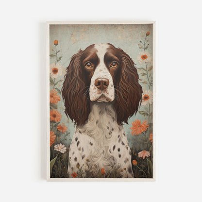 Springer Spaniel Art, Vintage Dog Portrait, Unique Decor Gift - WildfieldPrints