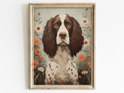 Springer Spaniel Art, Vintage Dog Portrait, Unique Decor Gift - WildfieldPrints