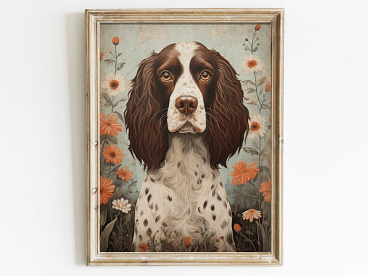 Springer Spaniel Art, Vintage Dog Portrait, Unique Decor Gift - WildfieldPrints