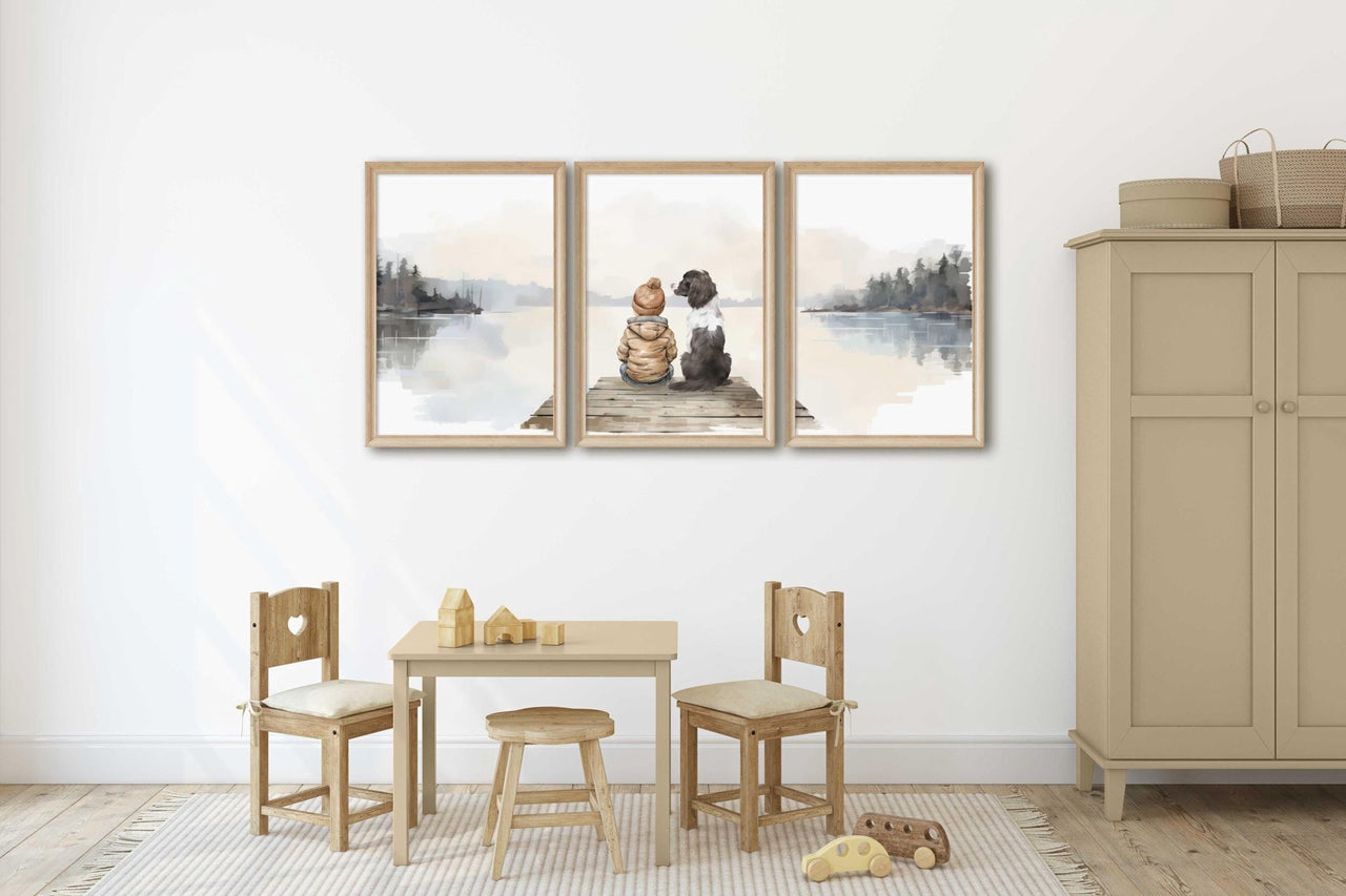 Springer Spaniel Wall Art – Dog Boys Room Print • Set of 3