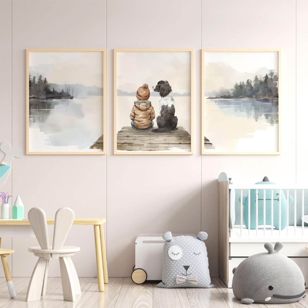 Springer Spaniel Wall Art – Dog Boys Room Print • Set of 3