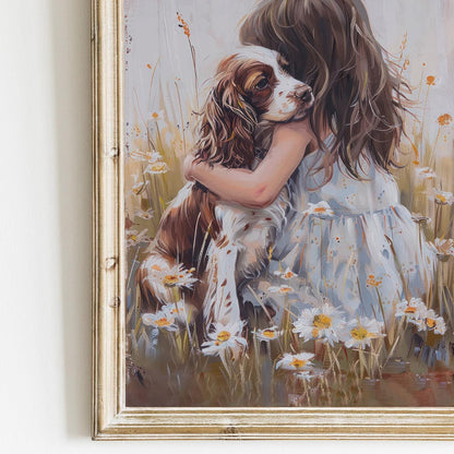Springer Spaniel Nursery Art, Vintage Dog Decor, Brown & White Print - WildfieldPrints