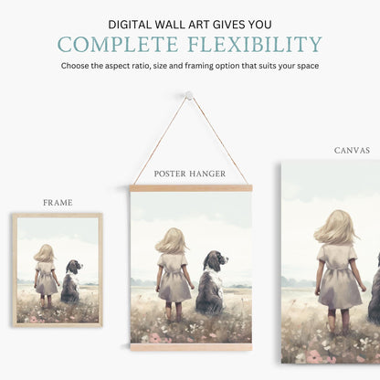 Springer Spaniel Nursery Decor, Girl & Dog Wall Art, Dog Painting - WildfieldPrints