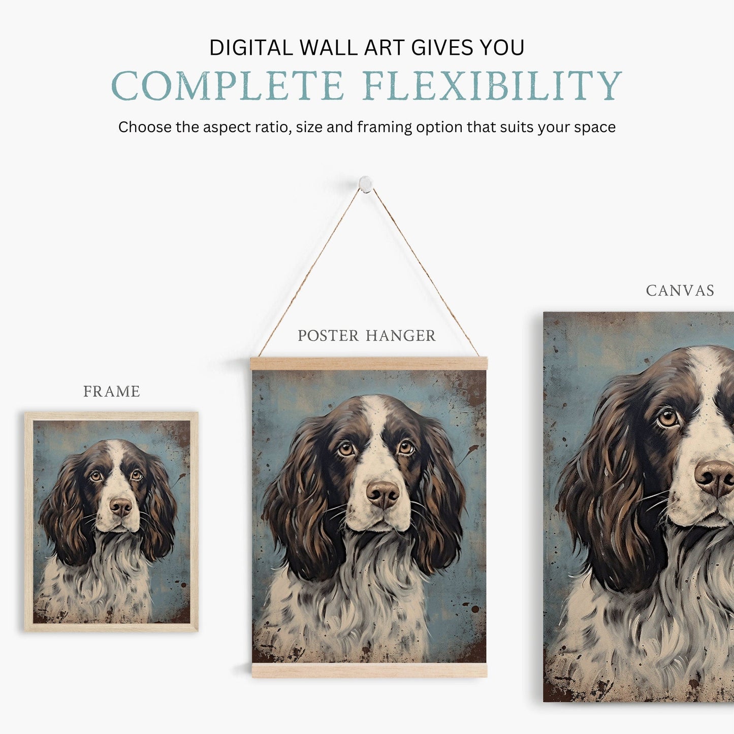 Springer Spaniel Portrait, Rustic Dog Decor, Perfect Gift for Owners - WildfieldPrints