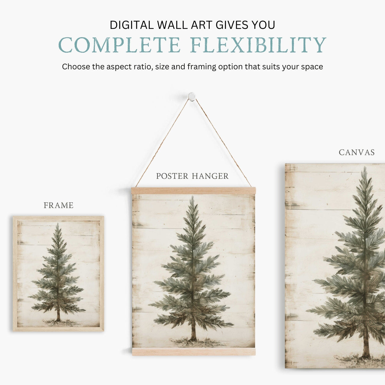 Spruce Tree Print – Holiday Wall Art for Living Room