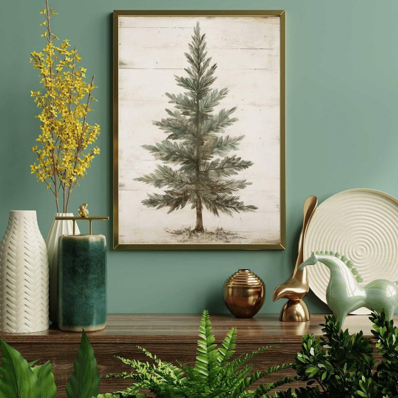 Spruce Tree Print – Holiday Wall Art for Living Room