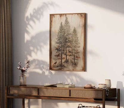 Spruce Tree Art, Vintage Forest Decor, Christmas Wall Art - WildfieldPrints