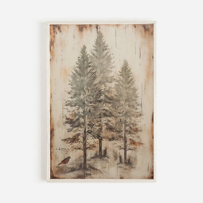 Spruce Tree Art, Vintage Forest Decor, Christmas Wall Art - WildfieldPrints