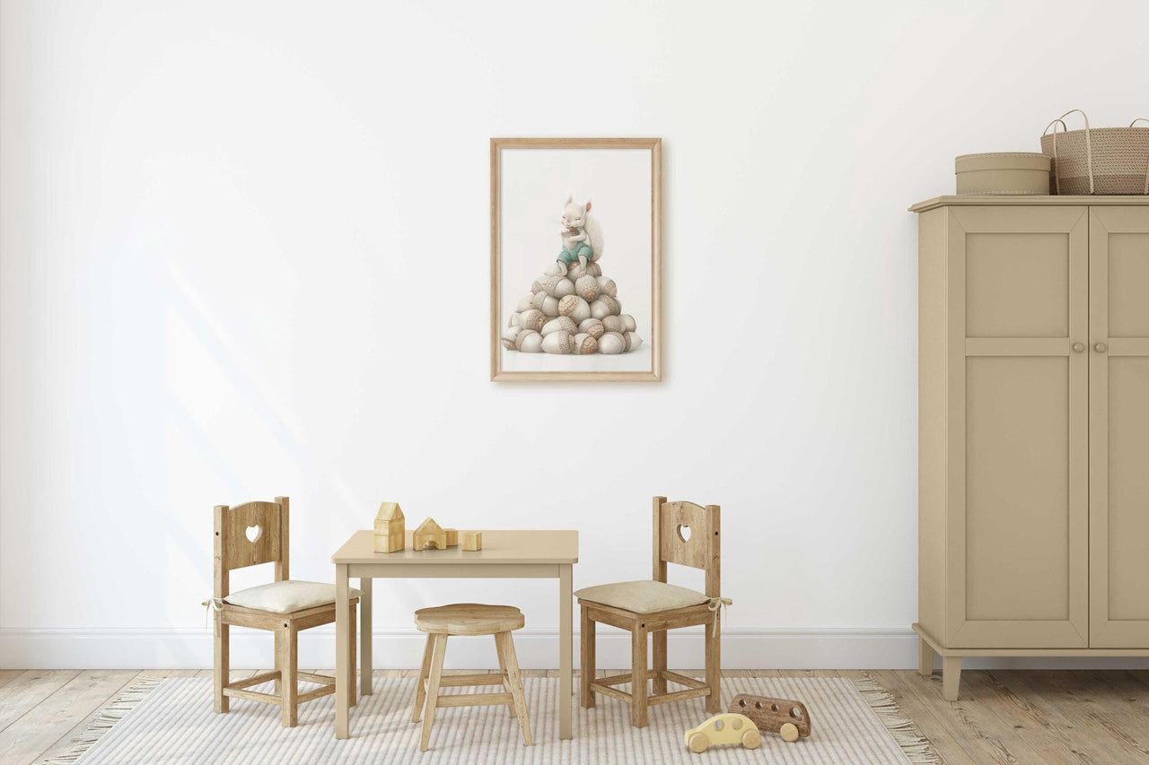 White Squirrel Wall Art – Woodland Boys Room Print