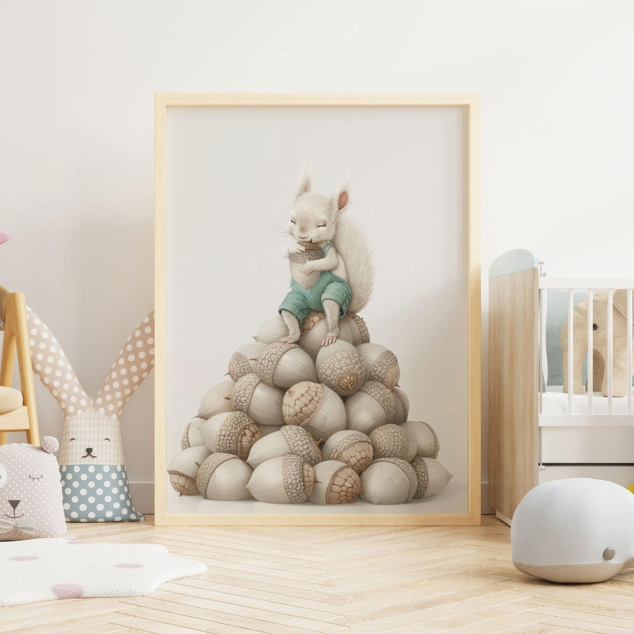 White Squirrel Wall Art – Woodland Boys Room Print