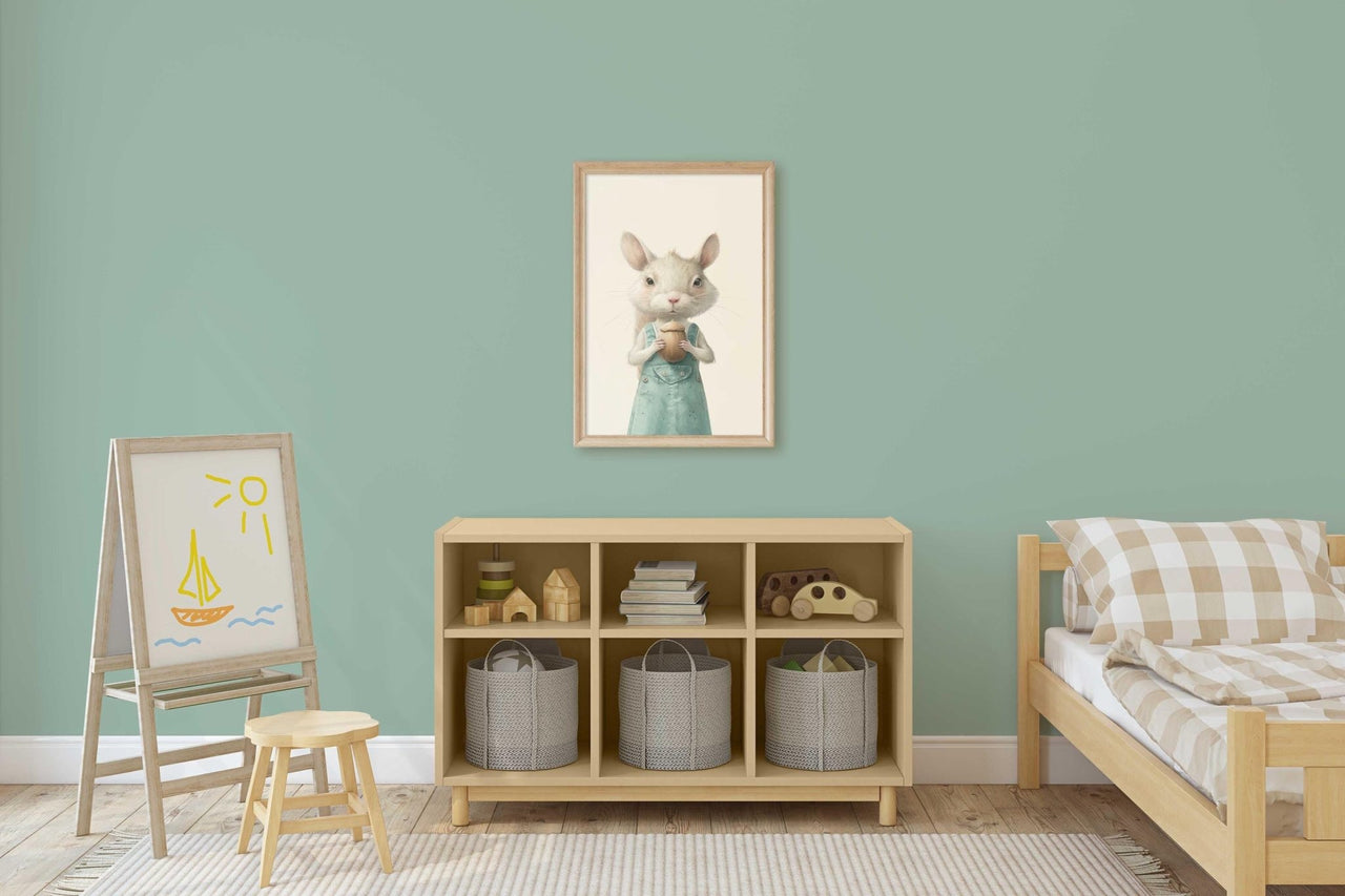 Whimsical Squirrel Wall Art – Woodland Nursery Print
