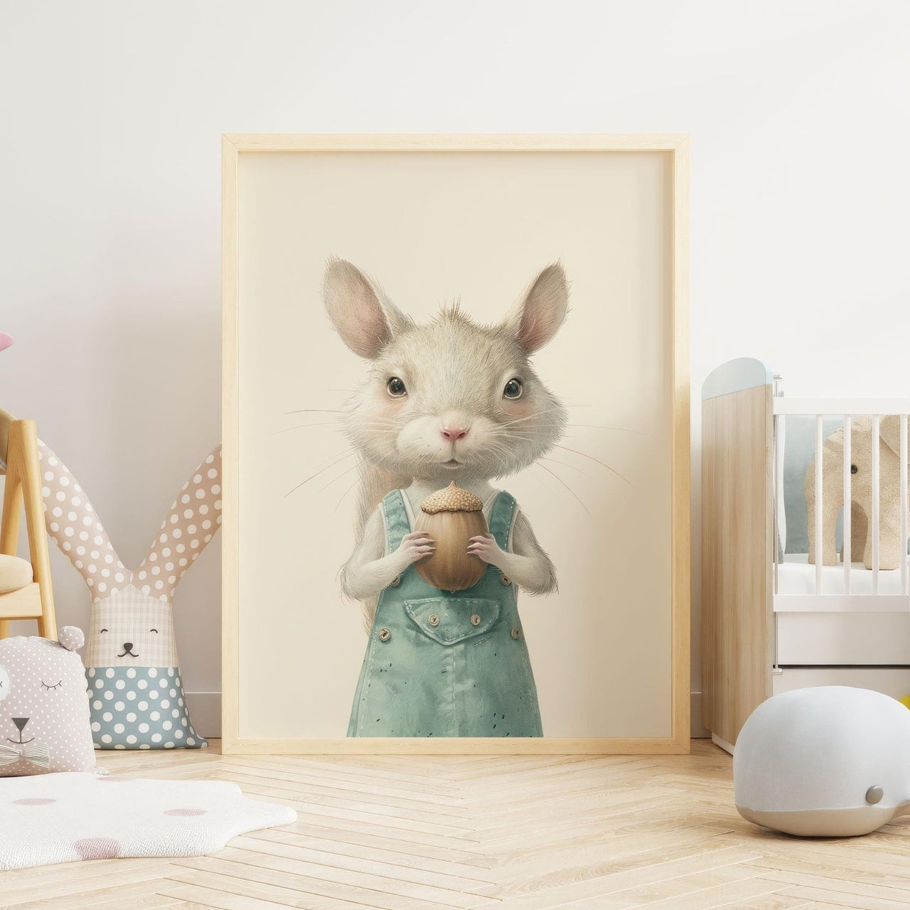 Whimsical Squirrel Wall Art – Woodland Nursery Print
